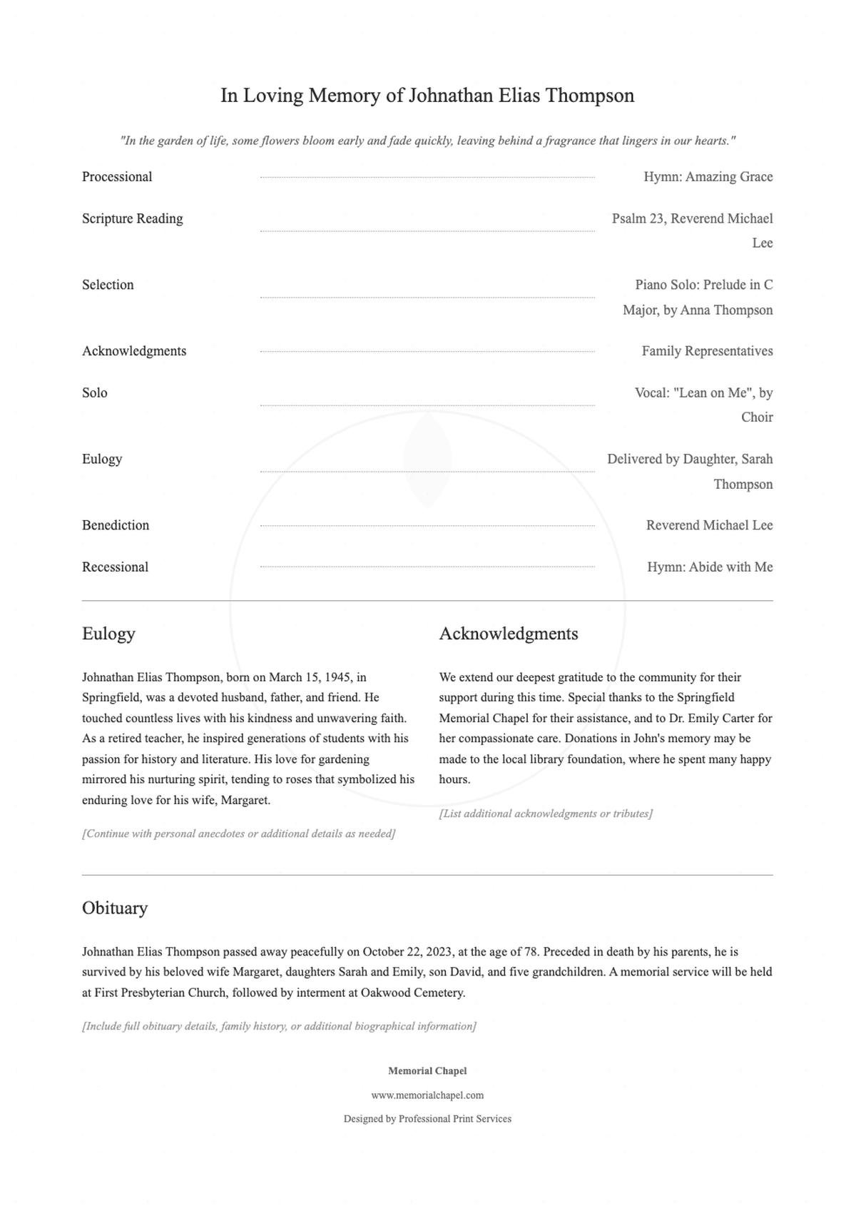 Funeral order of service template with dove and leaf design_variant_3